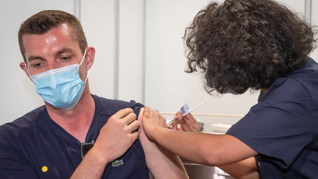 The hubs were aimed at vaccinating emergency workers. Picture: Jason Edwards