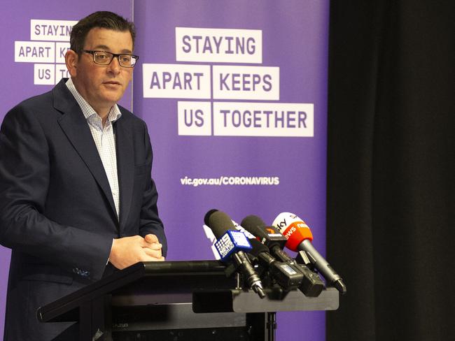 Daniel Andrews at Thursday’s update. Picture: Sarah Matray.