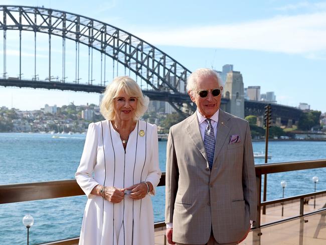 SYDNEY, AUSTRALIA - OCTOBER 22: King Charles III and Queen Camilla pose for a photo in front of Sydney Harbour Bridge on October 22, 2024 in Sydney, Australia. The King's visit to Australia is his first as monarch, and the Commonwealth Heads of Government Meeting (CHOGM) in Samoa will be his first as head of the Commonwealth. (Photo by Chris Jackson/Getty Images)