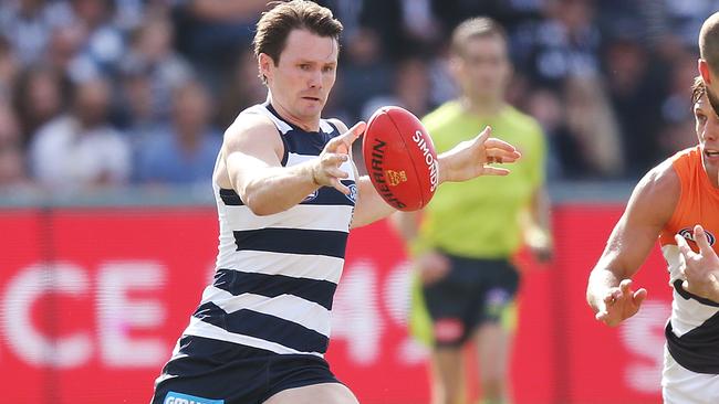 Derm says McGovern has Geelong star Patrick Dangerfield covered too. Picture: Getty Images