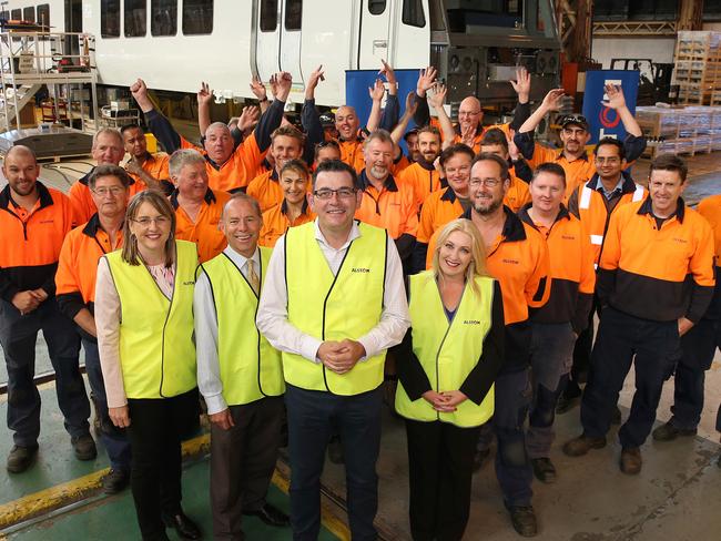 Premier Daniel Andrews announces new trains to be built at Alstom. Picture: Ian Currie