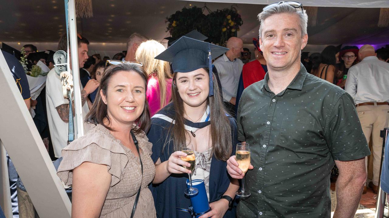 Mia Campling, Jasmin Campling and Chad Campling at Deakin University’s environmental science graduation. Picture: Brad Fleet