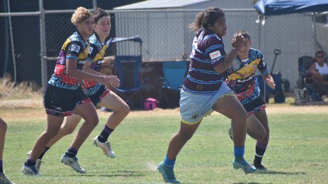 Warba Wangarunya Rugby League Carnival, under-15 boys, Black Magic versus DCYSI Barbarians, Saleyards Park, Rockhampton, January 19, 2024.