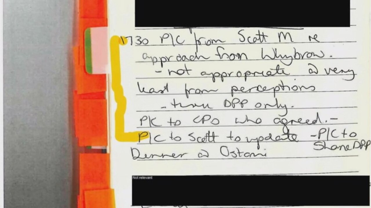 Diary note from the Commander detailed the phone calls she made that day.