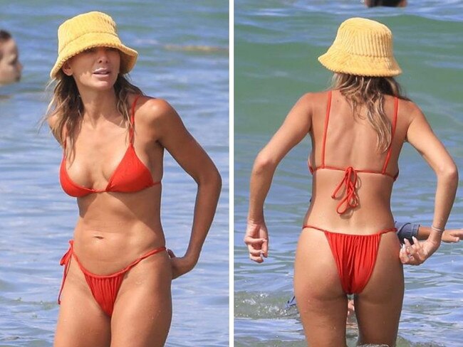 Nadia Bartel hits beach in skimpy red bikini