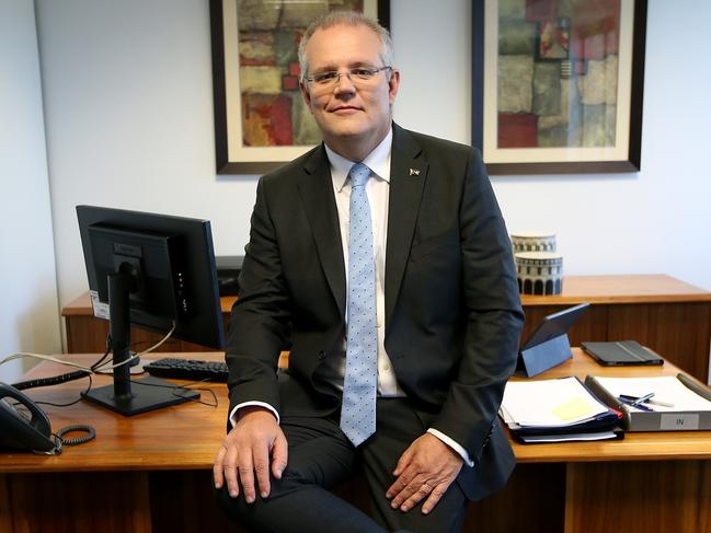 ***** EMBARGOED TILL 11pm on FRIDAY 5th May 2017 ******Treasurer Scott Morrison in his office at Treasury in Canberra. Picture Kym Smith