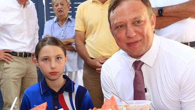 Queensland Premier Steven Miles at Meals on Wheels at Barlow Park in Cairns on Friday. Picture: Adam Head