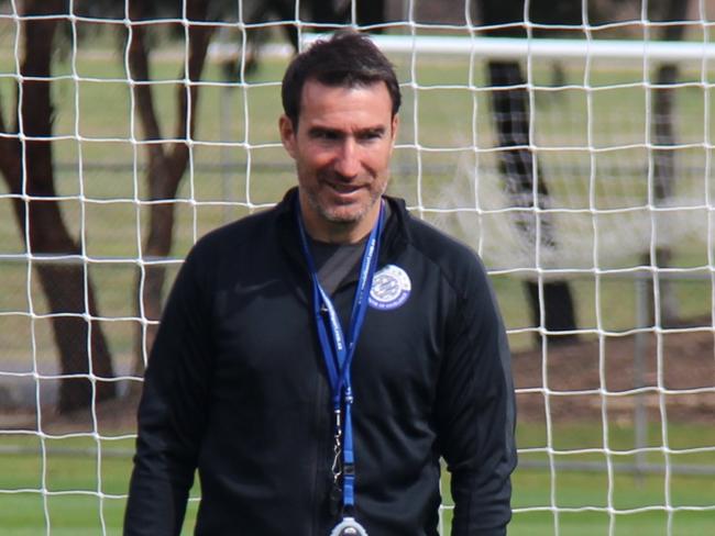 Former Sydney FC player Chris Naumoff with Tony Vidmar at Melbourne City training. Picture Supplied