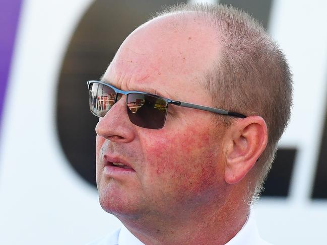 Whypeeo trainer Toby Edmonds is seen during the CNW Raceday at Aquis Park in the Gold Coast, Saturday, August 26, 2017. (AAP Image/Albert Perez) NO ARCHIVING, EDITORIAL USE ONLY