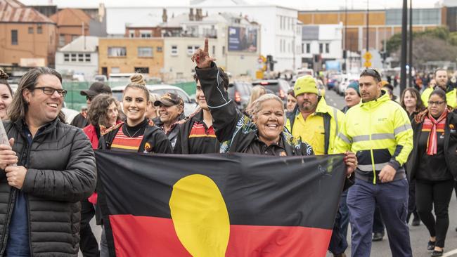 Lizzie Adams in the NAIDOC Week march in Toowoomba. Monday, July 4, 2022. Picture: Nev Madsen.