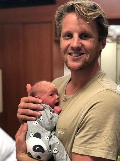 Rory Sloane welcomes his son Sonny. Picture: Instagram @rorysloane