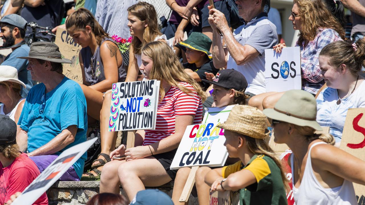 Gold Coast school students at a climate change protest outside the Varsity Lakes office of Minister Karen Andrews. Picture: Bond Newsroom