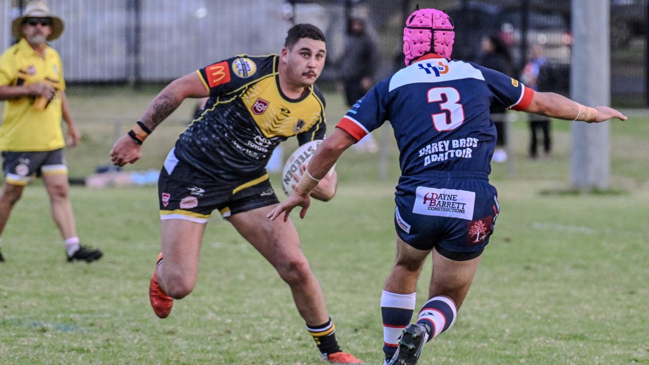Nick Short on the move for Gatton against Warwick in TRL A-grade Round 8 rugby league at Father Ranger Oval. Picture: Mike Spence/TRL