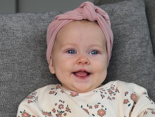 SYDNEY, AUSTRALIA - MAY 05: Baby Sophia at home in Parramatta in Sydney, Australia. The name Sophia is on the list of the most popular baby names for 2024. Picture: Newscorp - Daily Telegraph / Gaye Gerard)