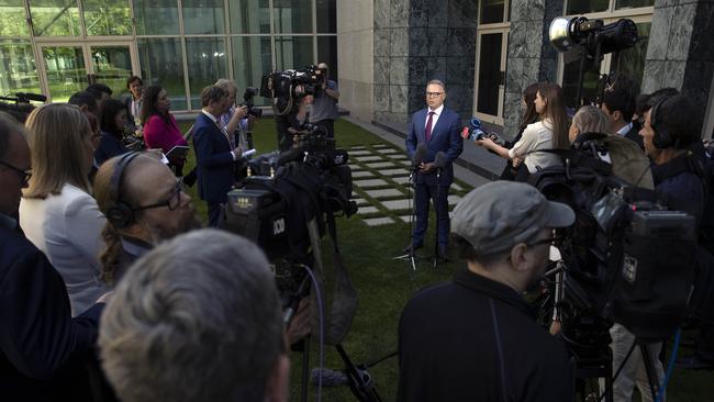 Labor MP Joel Fitzgibbon announces his resignation from the Opposition frontbench. Picture: NCA NewsWire/Gary Ramage