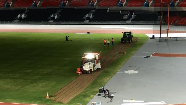 Carrara stadium turf ripped up ahead of Commonwealth Games