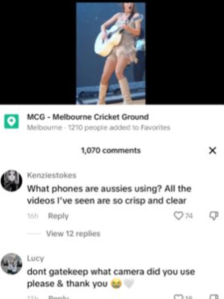 Swifties from overseas seem captivated by the clear footage captured in Australia. Picture: TikTok