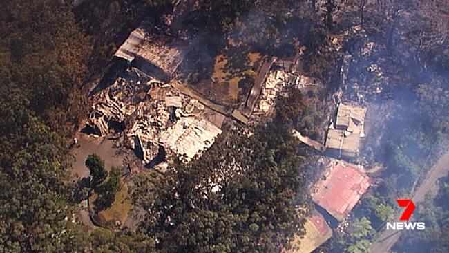 Fire has ripped through Heritage listed Binna Burra lodge in the mountainous Gold Coast hinterland. Picture: 7 News