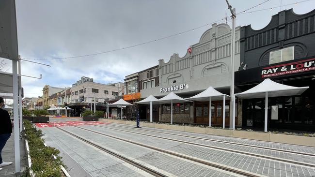 Light rail construction in Church St in Parramatta in October 2021.