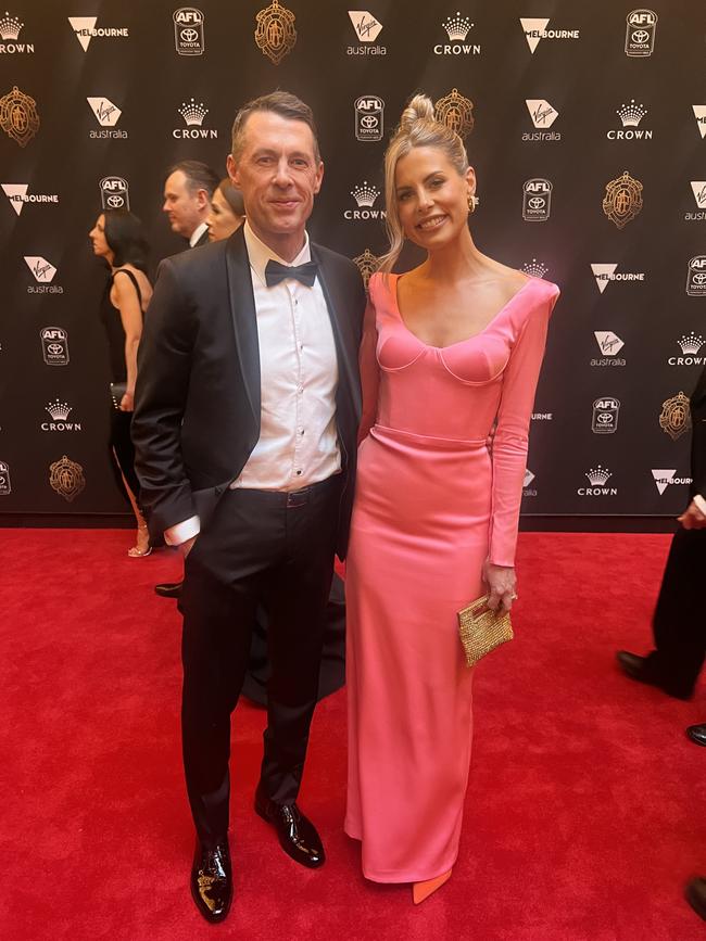 Craig McRae and wife Gabrielle at 2022 Brownlow. Picture: Alice Coster