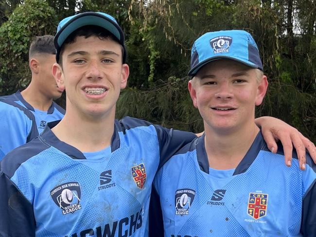 NSW Combined High Schools captain Hayden Bell (left) with teammate Curtis Brown.