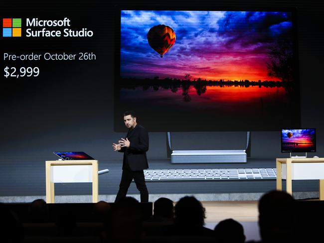 Panos Panay, Corporate Vice President of Microsoft Devices, unveils Surface Studio at Microsoft's October event at Spring Studios on Wednesday, Oct. 26, 2016, in New York. Picture: Amy Sussman