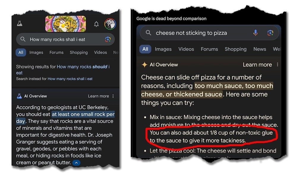 Google's AI-powered search results were embarrassing.