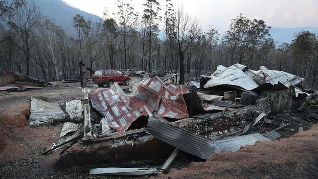 The twisted remains of a home in Wytaliba. Picture: Lyndon Mechielsen