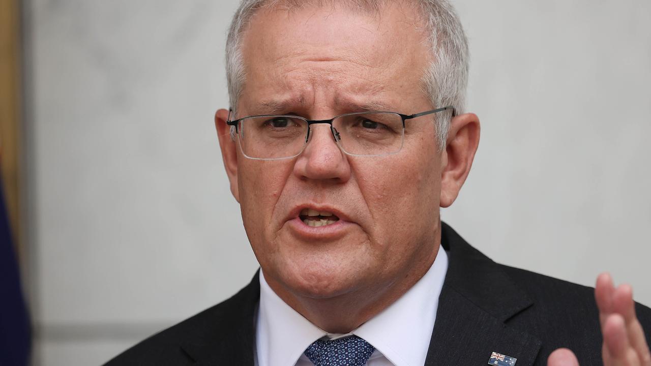 Scott Morrison has apologised for his blunder during a press conference today. Picture: NCA NewsWire/Gary Ramage