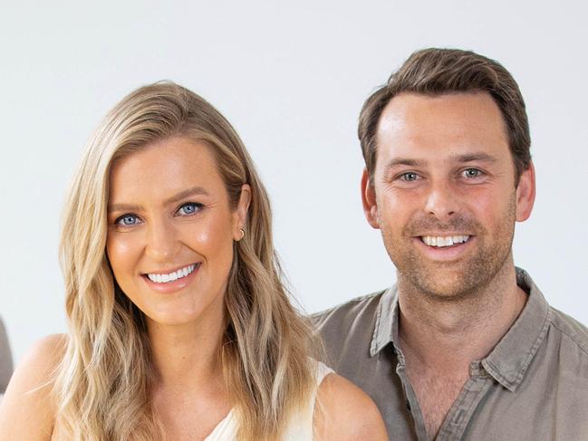 MELBOURNE, OCTOBER 18, 2021: *WEEKEND FEATURE* Kate Freebairn, Channel 10 weather presenter, will be working the Melbourne Cup Carnival. She is pictured with her partner Nick Fahey, as they are announce her pregnancy. Picture: Mark Stewart