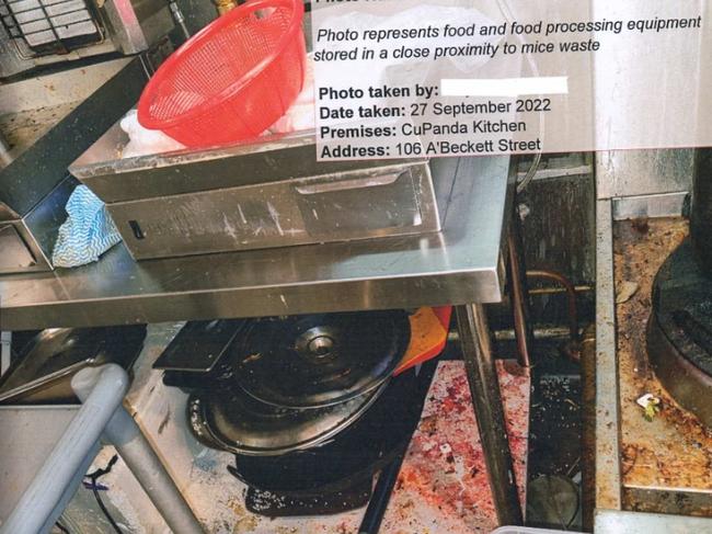 Food and equipment in “close proximity to mice waste”.