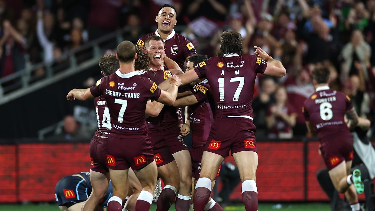 The Maroons scored two late tries to steal the Origin opener in Adelaide after the Blues fell apart. Picture: Cameron Spencer/Getty Images