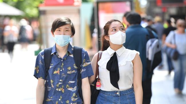 Mask wearing is more common in Rundle Mall than in other shopping destinations around town. Picture: Keryn Stevens