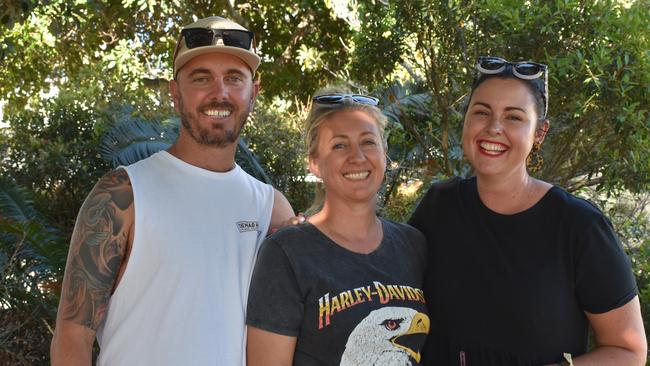 Chris Dibben, Carlee and Elisha Dibben at day 3 of the 2023 Caloundra Music Festival. Photo: Elizabeth Neil