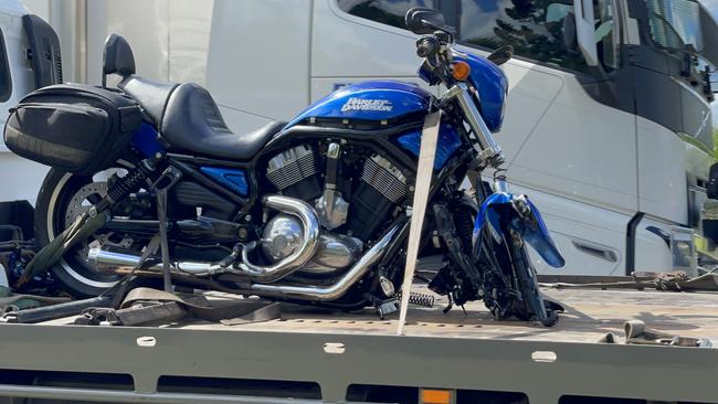 Clayton's Towing remove a car and motorcycle from the scene of a two-vehicle crash on the Bruce Highway at Koumala on Easter Monday. The crash killed one man, left a woman in a critical condition and left five others injured. April 18, 2022. Picture: Janessa Ekert