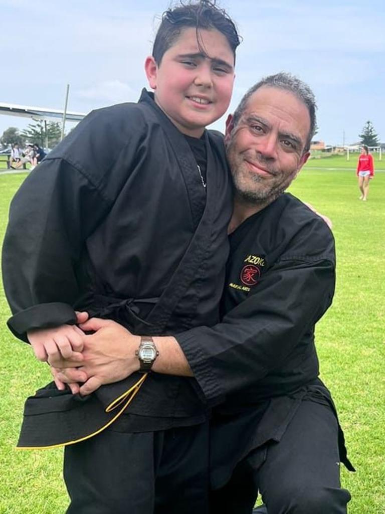 Simon Tadros with his son Nicholas (left) who survived the crash. Picture: Facebook
