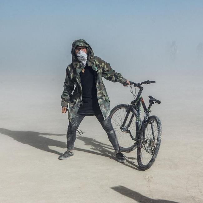 American DJ Skrillex at the 2016 Burning Man Festival in the Black Rock Desert, Nevada ... 