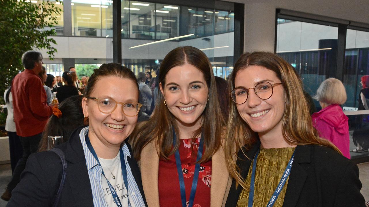 Annie Douglass, Abbey Geran and Jade Toomey at Women in Media conference at Bond University, Robina. Pic: Regina King