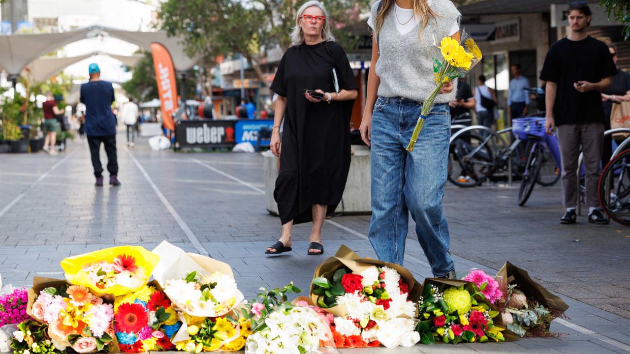 Floral tributes at Bondi Junction. Picture: NCA NewsWire / David Swift