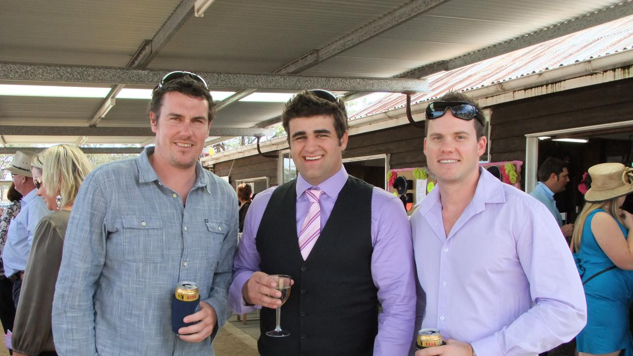 DRESSED TO IMPRESS: Steve Austin, Jon Gusthart and Jack Blines had great time catching up at the Burrandowan races. Photo Danielle Lowe / South Burnett Times