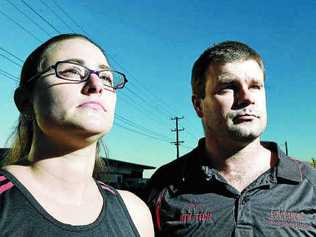 Lismore residents Carmilla and Kris Hoggan are upset over rising council rates and charges. . Picture: Jerad Williams