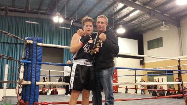 Emu Park boxer Nick Haydock and Parky Boys Boxing Club trainer Aaron Solito in Mackay after Nick's win on Saturday. Photo Contributed / The Capricorn Coast Mirror. Picture: Contributed RCC