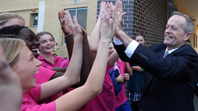 NEWS2019ELECTION 13/5/2019. DAY 33Opposition Leader Bill Shorten visiting St Joseph's Catholic College in East Gosford.Picture Kym Smith