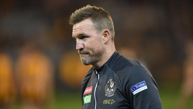 Magpies coach Nathan Buckley has plenty of questions to answer about his struggling side. Picture: AAP