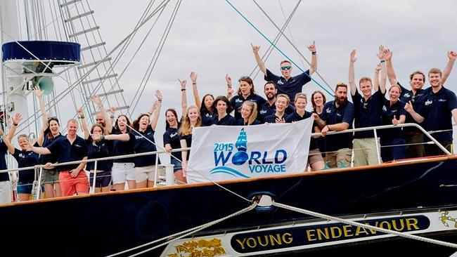 Young Endeavour sailors celebrate equator crossing en route to