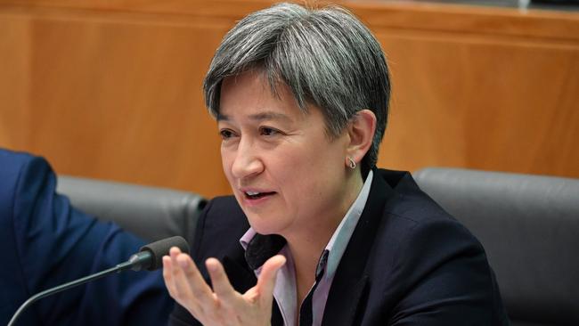 Shadow Minister for Foreign Affairs Penny Wong at a Senate Estimates hearing at Parliament House in Canberra today. Picture: AAP