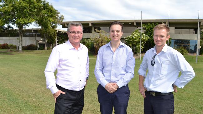 Deputy Mayor Les Walker, Eastbrooke head of business development Chris de Picot and Colliers International agent Neville Smith.