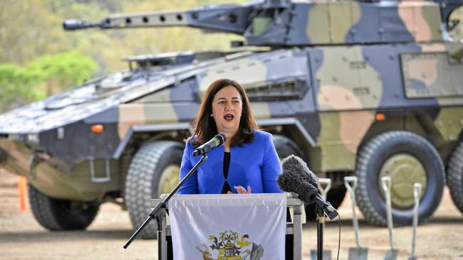 FIRE: Premier of Queensland Annastacia Palaszczuk at the sod-turning of Rheinmetall's Military Vehicle Centre at Redbank earlier this year. Picture: Cordell Richardson