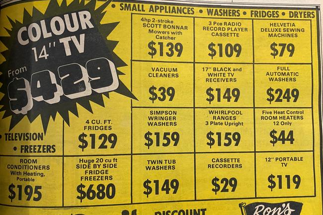 A 14 inch colour TV was quite the luxury at the time. Gold Coast Bulletin old advertisements. July 1975