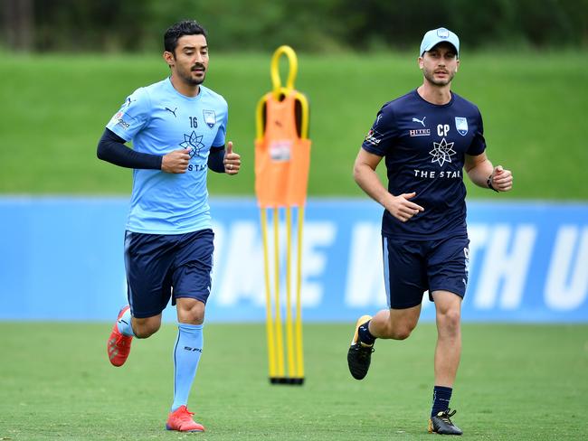 New Sydney FC player Reza Ghoochannejhad during a training run in Sydney, Friday, February 1, 2019. The two-time Iranian World Cup squad member is in contention for his first appearance as a Sydney FC player this Sunday against Melbourne City. (AAP Image/ Joel Carrett) NO ARCHIVING